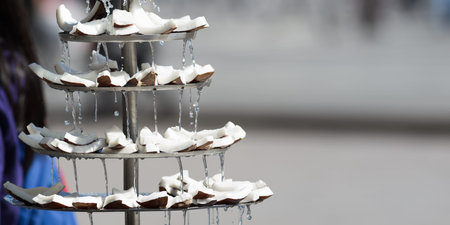 Coconut slice on sale in the cityの写真素材