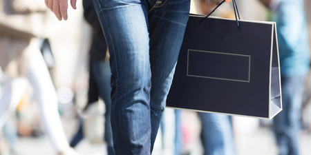 People shopping outdoor in the street, urban conceptsの写真素材