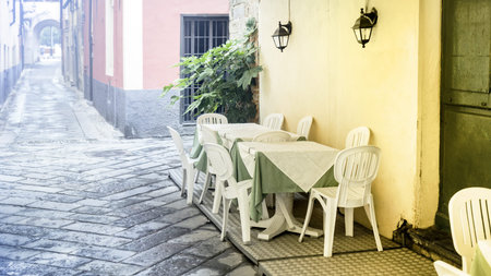 Typical old narrow street in central Italyの写真素材