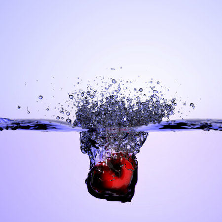 Heart splashing in the water, 3d illustrationの写真素材