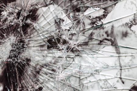Broken glass texture, outdoor photo