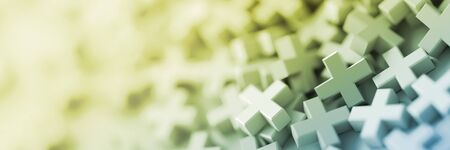 Colored plus symbols digital background, 3d renderingの写真素材