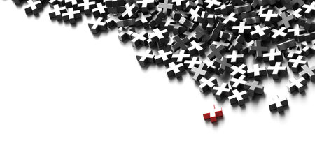 Colored plus symbols digital background, 3d renderingの写真素材