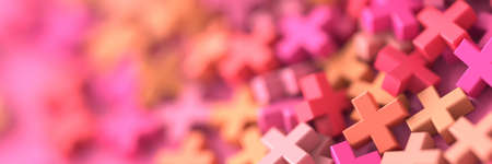 Colored plus symbols digital background, 3d renderingの写真素材