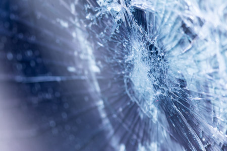 Broken glass texture, outdoor photoの写真素材