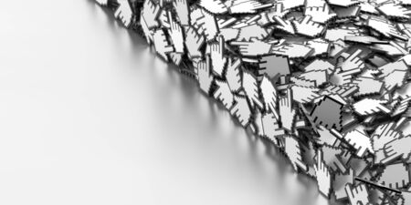 Hand cursor icon background, 3d render; internet conceptsの写真素材