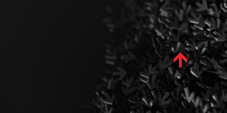 Infinite arrow signs on a plane, 3d renderingの写真素材