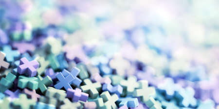 Colored plus symbols digital background, 3d renderingの写真素材