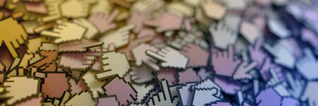 Hand cursor icon background, 3d render; internet conceptsの写真素材