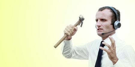 Aggressive and angry businessman, business failure conceptsの写真素材