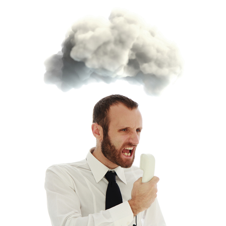 Aggressive and angry businessman, business failure conceptsの写真素材