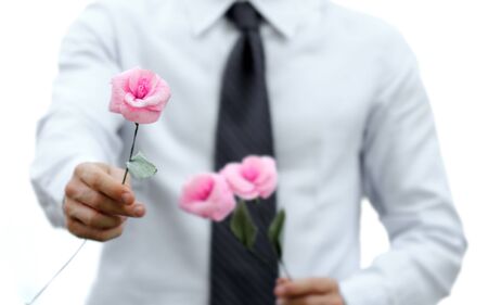 Romantic businessman with conceptual gestureの写真素材