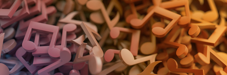 Musical notes on a plane, original illustration backgroundの写真素材