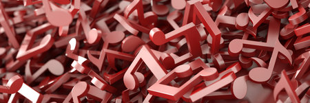 Musical notes on a plane, original illustration backgroundの写真素材