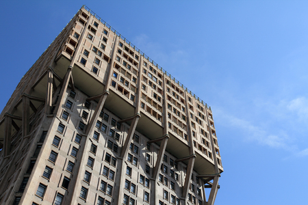 Velasca tower in Milan, Italy, brutalist architectureのeditorial素材