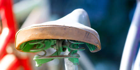 Vintage old bike in the cityの写真素材