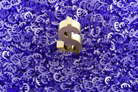 Euro and Dollar symbols background, currency war conceptsの写真素材