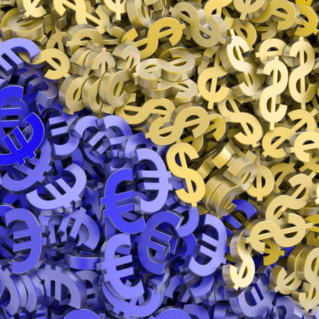 Euro and Dollar symbols background, currency war conceptsの写真素材