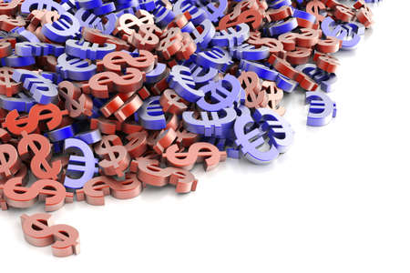 Euro and Dollar symbols background, currency war conceptsの写真素材