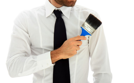 Professional painter decorating the home, white backgroundの写真素材