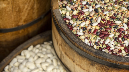 Legumes on sale in an Italian market