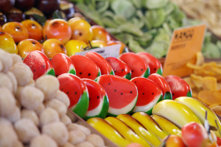 Sweets on sale in a street market, food concepts