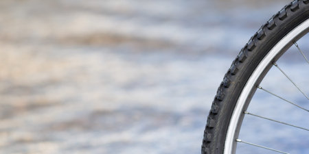 Detailed and close up of a tireの写真素材