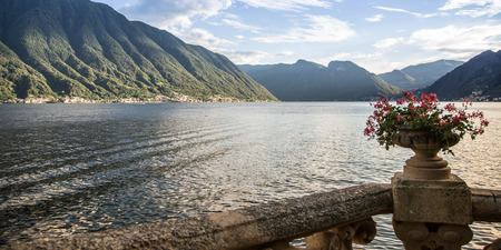 Rare view of Bellagio town on Como Lake, Italyの写真素材