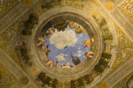 Ceiling of Camera degli Sposi was executed by famous painter Andrea Mantegnaのeditorial素材