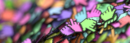 Hand cursor icon background, 3d render; internet conceptsの写真素材