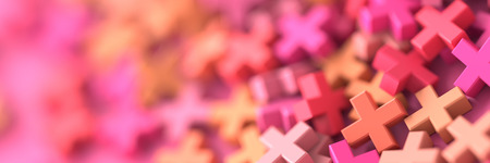 Colored plus symbols digital background, 3d renderingの写真素材