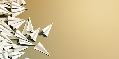 Infinite paper planes on a plane, original 3d rendering illustrationの写真素材