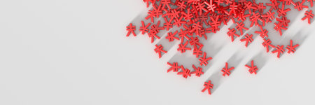 Infinite yen symbols on a plane, 3d illustration with horizontal banner format, isolated on whiteの写真素材