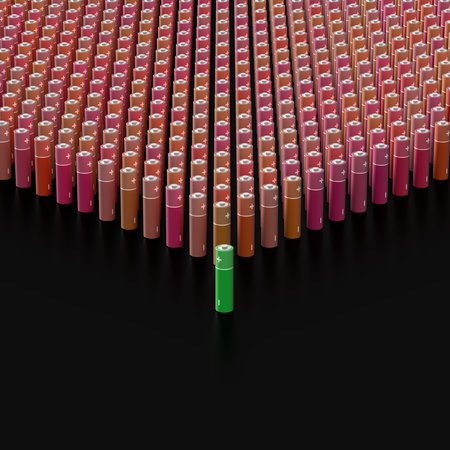 Infinite alkaline batteries on a plane, original 3d renderingの写真素材