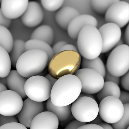 One golden egg 3d rendering, leadership and individuality conceptsの写真素材