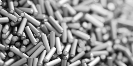 Infinite alkaline batteries on a plane, original 3d renderingの写真素材