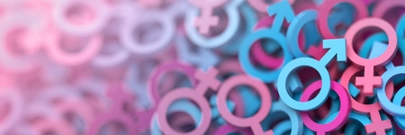 Male and female infinite signs, 3d rendering with nice reflection materialsの写真素材