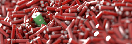 Infinite alkaline batteries on a plane, original 3d rendering