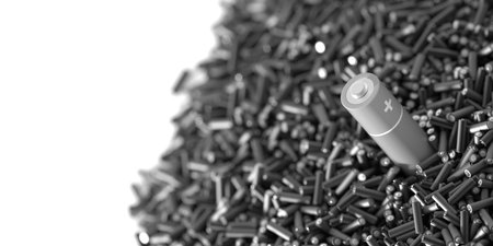 Infinite alkaline batteries on a plane, original 3d rendering