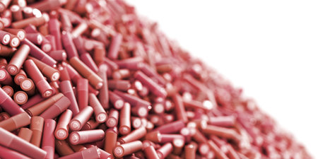 Infinite alkaline batteries on a plane, original 3d rendering