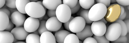 One golden egg 3d rendering, leadership and individuality conceptsの写真素材