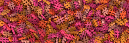 Infinite hashtags on a plane, original 3d rendering illustrationの写真素材