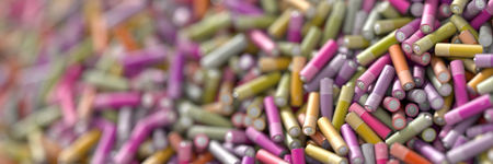 Infinite alkaline batteries on a plane, original 3d renderingの写真素材