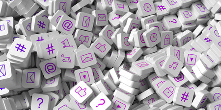 Infinite social media infinite icons 3d rendering backgroundの写真素材