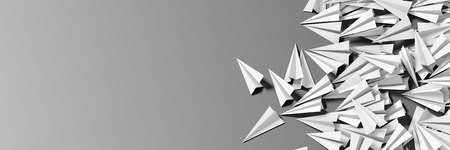 Infinite paper planes three dimensional rendering, original illustrationの写真素材