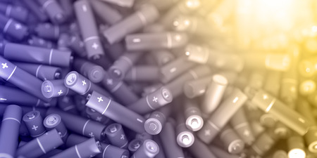 Infinite alkaline batteries on a plane, original 3d renderingの写真素材