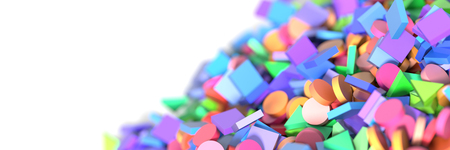 Geometric shape 3d render background, horizontal banner formatの写真素材