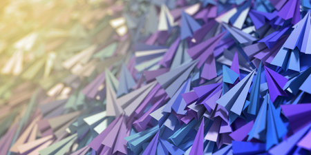 Infinite paper planes three dimensional rendering, original illustrationの写真素材