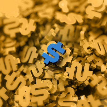 Dollar sign background 3d rendering, abstract financial and banking conceptの写真素材