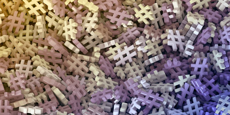 Infinite hashtags on a plane, original 3d rendering illustrationの写真素材